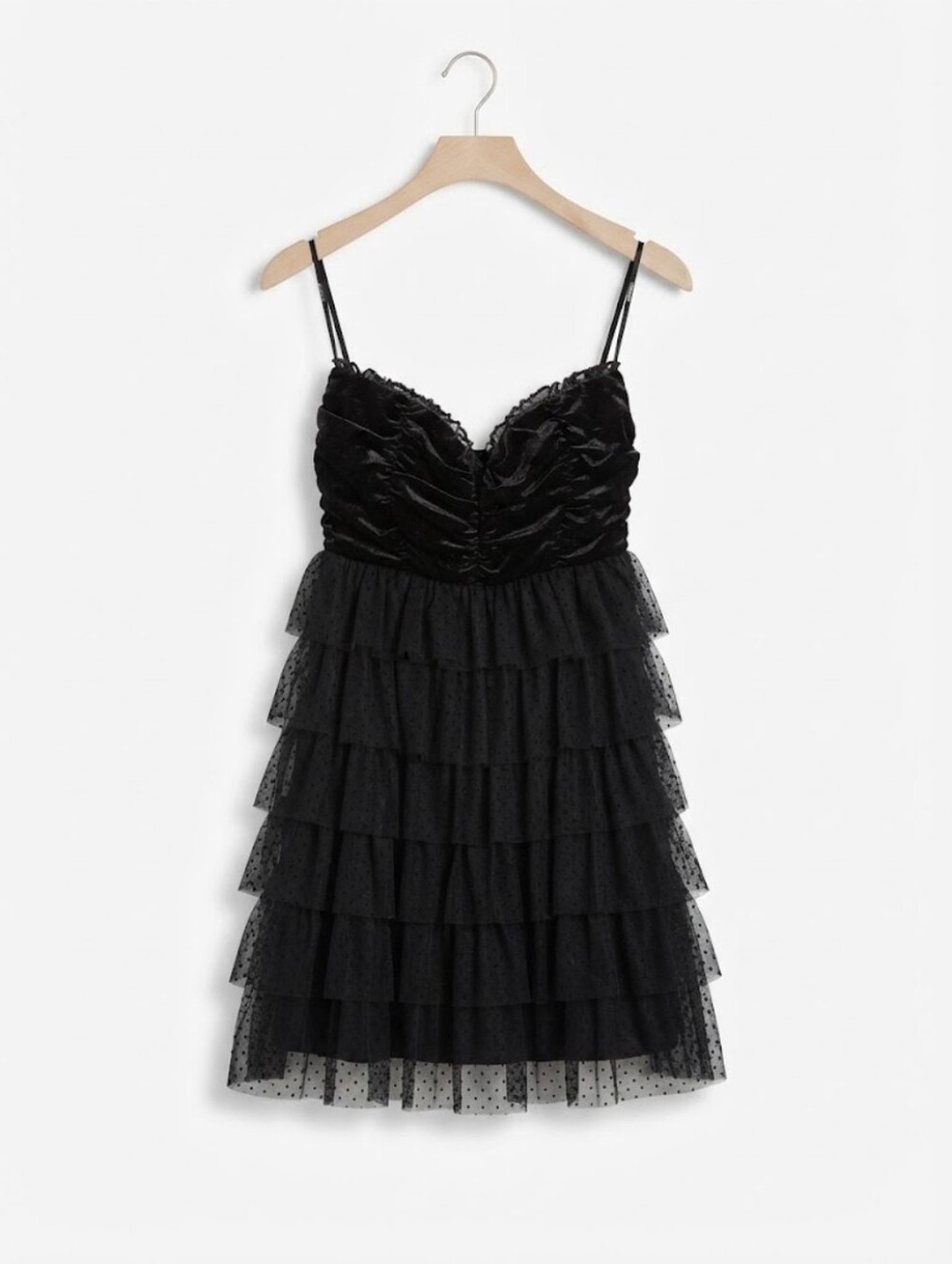 Forever 21 Black Tiered Ruffle Mini Dress Size S